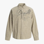 Street Print Lettering Plaid Long-Sleeve Shirt