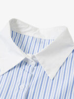 Retro Contrast Flocked Striped Long Sleeve Shirt - Image 5