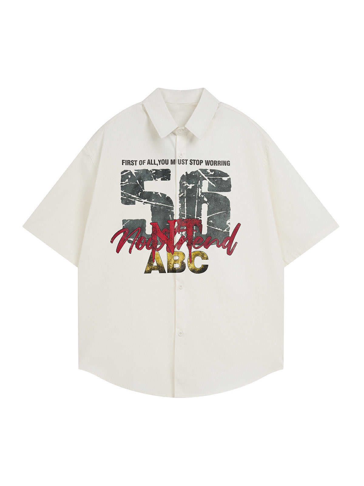 4c6639e1d4b14cba8ad2d2fada4fae59.jpg Retro Letter Print Short Sleeve Shirt - 2426 - Image 1