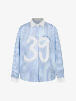 Retro Contrast Flocked Striped Long Sleeve Shirt