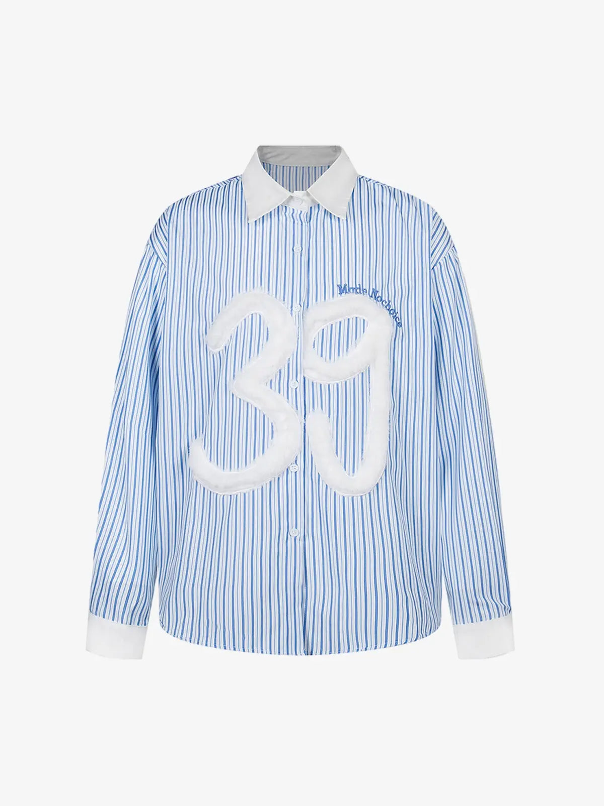 633c54af63584e29a29a5f95db8eca50.jpg Retro Contrast Flocked Striped Long Sleeve Shirt - Image 1