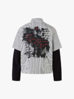 Street Dark Faux Two-Piece Striped Shirt - 2514 - Image 2