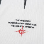 Letter Print Waffle Cross Long-Sleeved T-Shirt