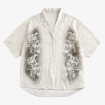 Exquisite Floral Embroidered Short-Sleeve Shirt