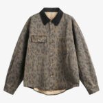 Vintage Distressed Cheetah Print Denim Shirt