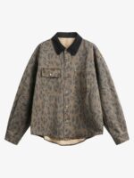 Vintage Distressed Cheetah Print Denim Shirt