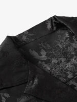 Thesupermade Leaves Pattern  Black Vintage Shirts - Image 4